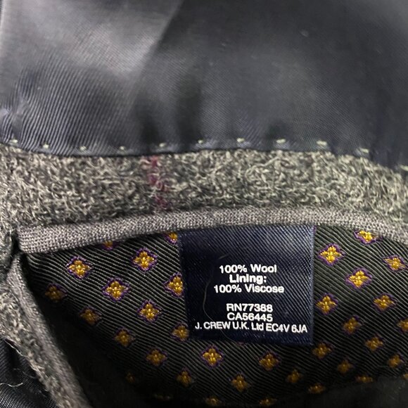 J. CREW Ludlow Moon Tweed Blazer Sport Coat Men's 40R Gray Red Wool Windowpane - Picture 9 of 16